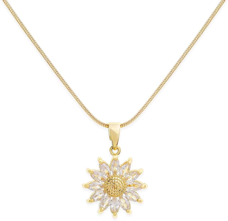 Sonateomber Dainty Chain Simple Pendant Necklace for Women, Cute Statement Rhinestone Single Dangle Necklaces Thanksgiving Christmas Jewelry Gift