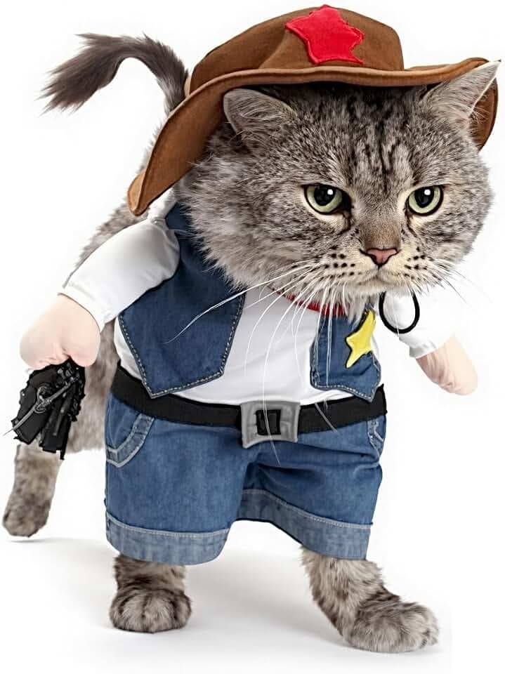 Mikayoo Pet Dog Cat Halloween Costumes,The Cowboy for Party Christmas Special Events Costume,West Cowboy Uniform with Hat,Funny Pet Cowboy Outfit Clothing for Dog cat(XS) Blue