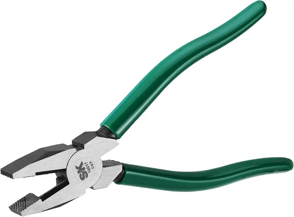 SK Tools USA 7'' Linesman Pliers, Wire Cutters with Heavy Duty Knurled Jaws