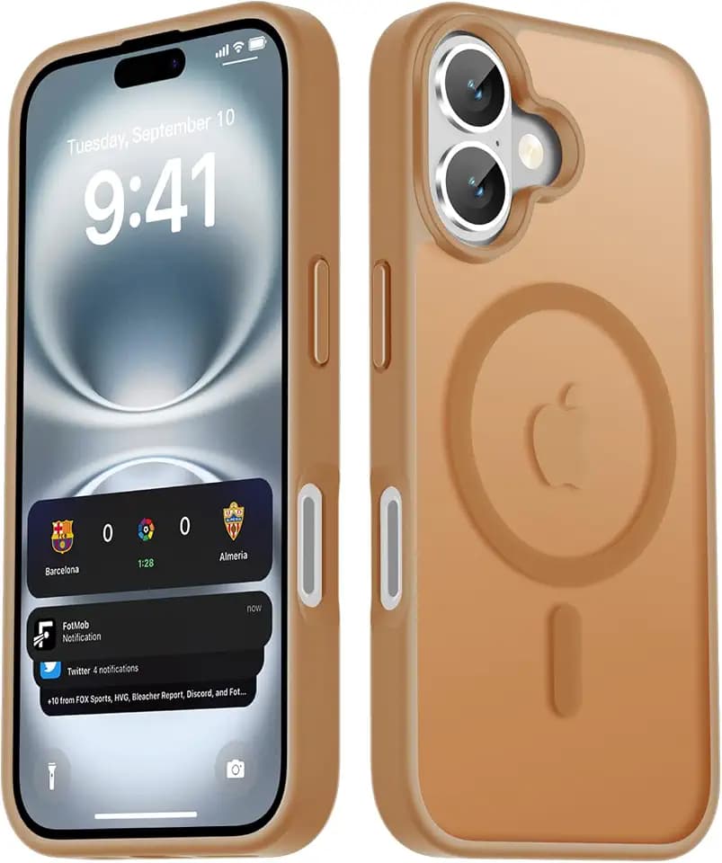LATVIN for iPhone 16 Case, Magnetic Phone Cover, Compatible with MagSafe, Military Grade Protection, Translucent Matte Frosted Back, Desert