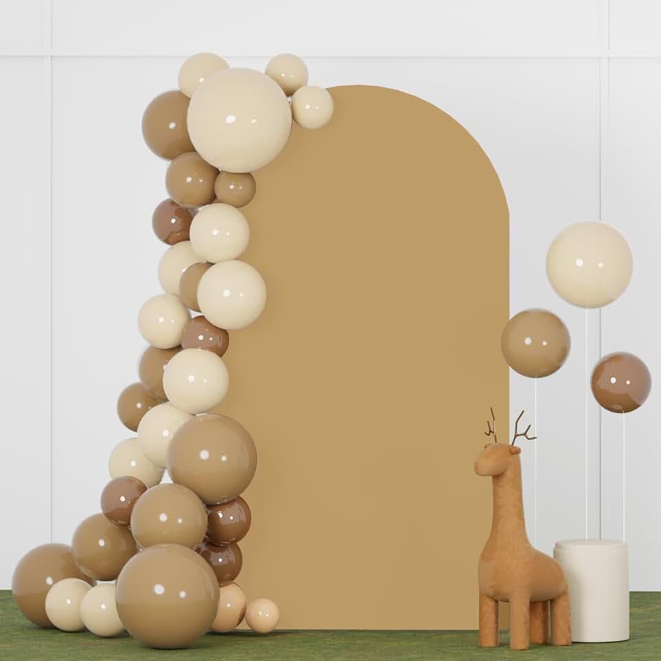 FANPROMS 7.2FT Wedding Arch Cover Khaki Arch Backdrop Cover Spandex Fitted Arch Stand Covers Brown Chiara Backdrop Covers Arched Covering Fabric for Birthday Party Ceremony Banquet Decorations