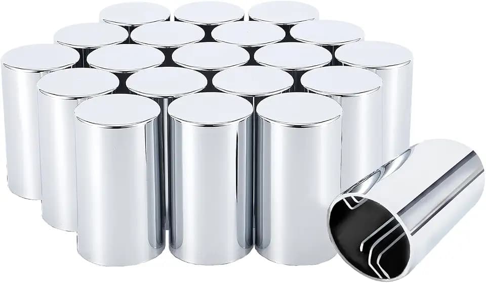 33mm x 3 1/2" Lug Nut Cover ABS Chrome Plastic Cylinder Nut Cover, Push-On fit Hub Piloted Wheels, Complete Axle Cover Kits, Lug Nut Covers for Semi Trucks Trailers, 20 Pack