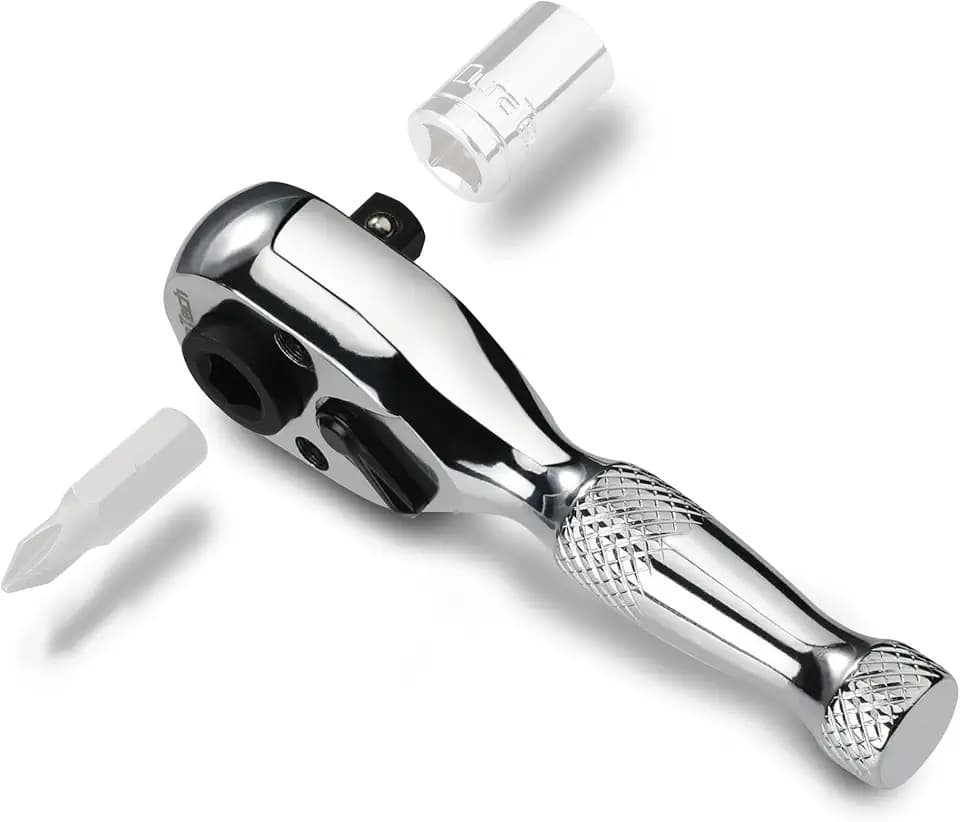 DURATECH 1/4-Inch Stubby Ratchet Wrench, Socket&Bit Driver, 72-Tooth
