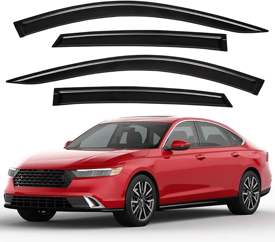 Lightronic Extra Durable Outside-Mount Auto Vent Window Visor, Fits 2023-2026 Honda Accord Sedan, UV Protection Rain Guard, Original Wind Deflector, No-Drilling Easy Installation, Dark Smoke, 4-Pcs