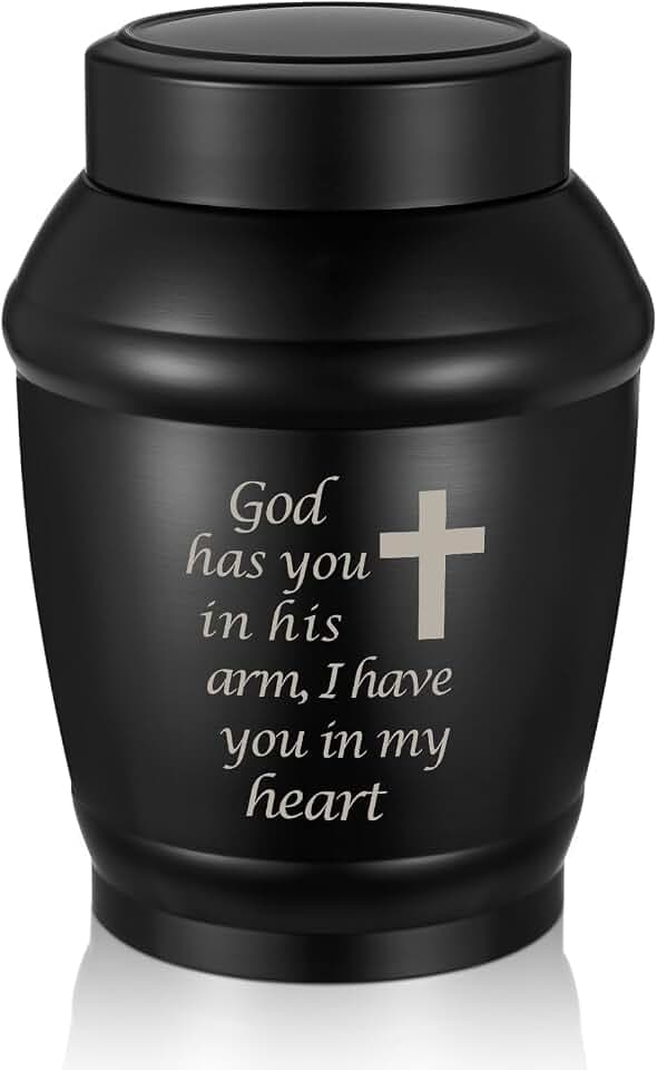 SOITIS Urns for Human Ashes 5.5“ Black Cross Urn Ashes Keepsake Female Male