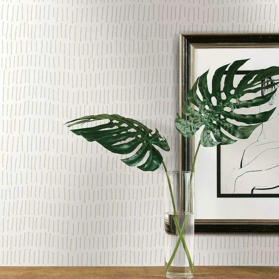 RoomMates Tick Mark Beige and White Peel and Stick Wallpaper