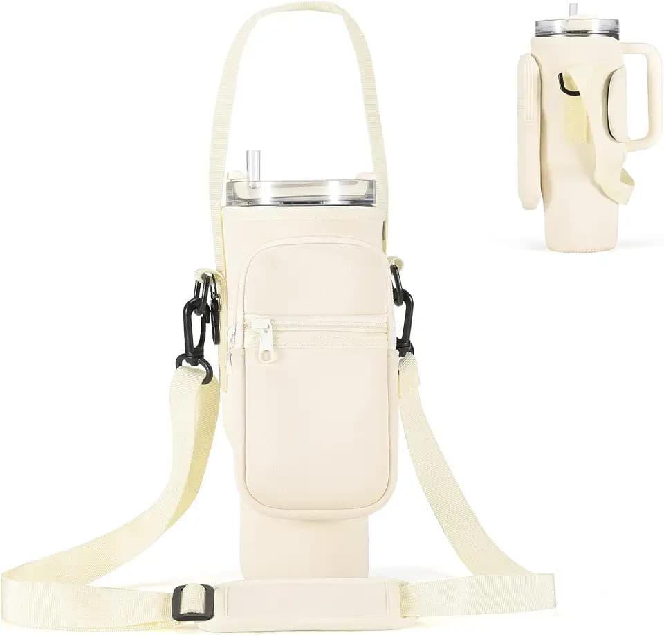 GOEWY Water Bottle Carrier Bag for Stanley Cup 40/30oz with Phone Pockets