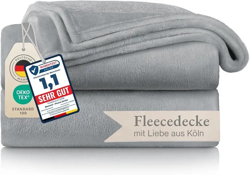 Blumtal Kuscheldecke flauschig - OEKO-TEX zertifizierte Fleecedecke 150x200 cm - weiche Wohndecke 150x200 cm - Decke Couch als Wohn- & Kuscheldecke - Flauschdecke - Wohndecke Kuscheldecke 150x200 Grau