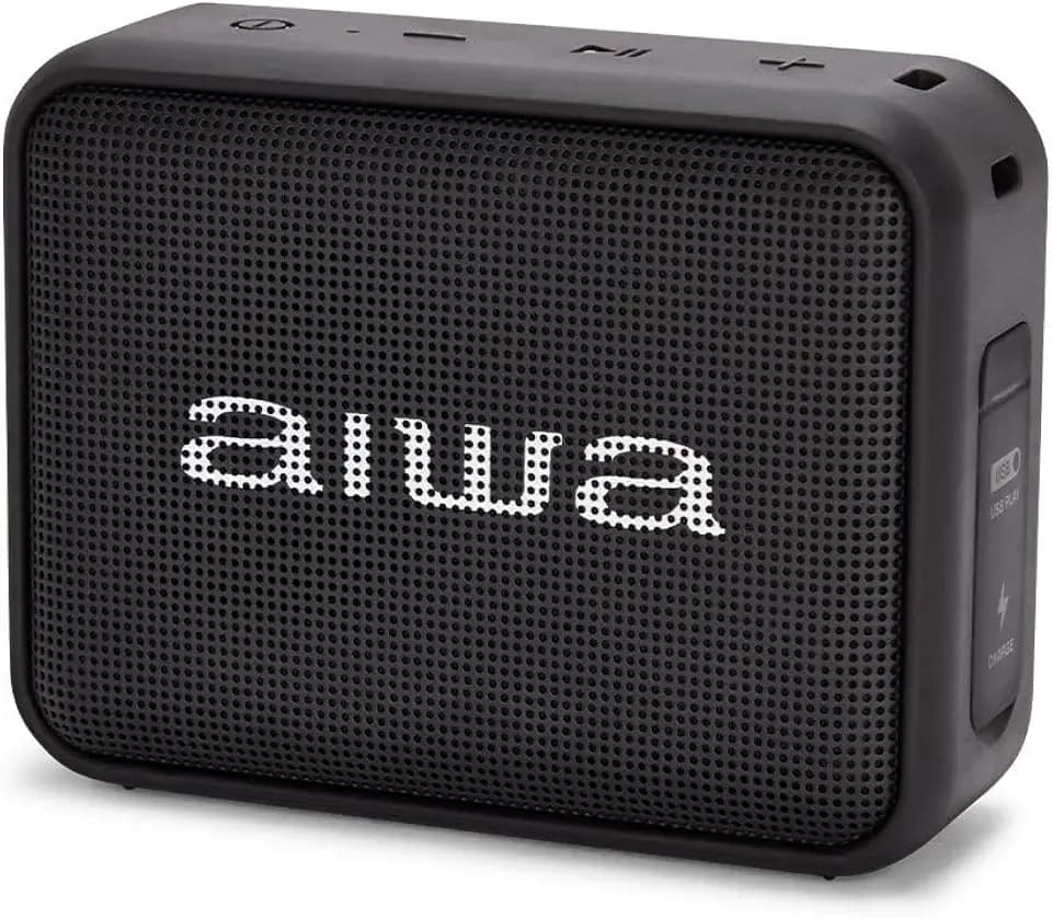 Aiwa BS-200BK Tragbarer kabelloser Bluetooth-Lautsprecher, True Wireless Stereo, wasserdicht, Schwarz