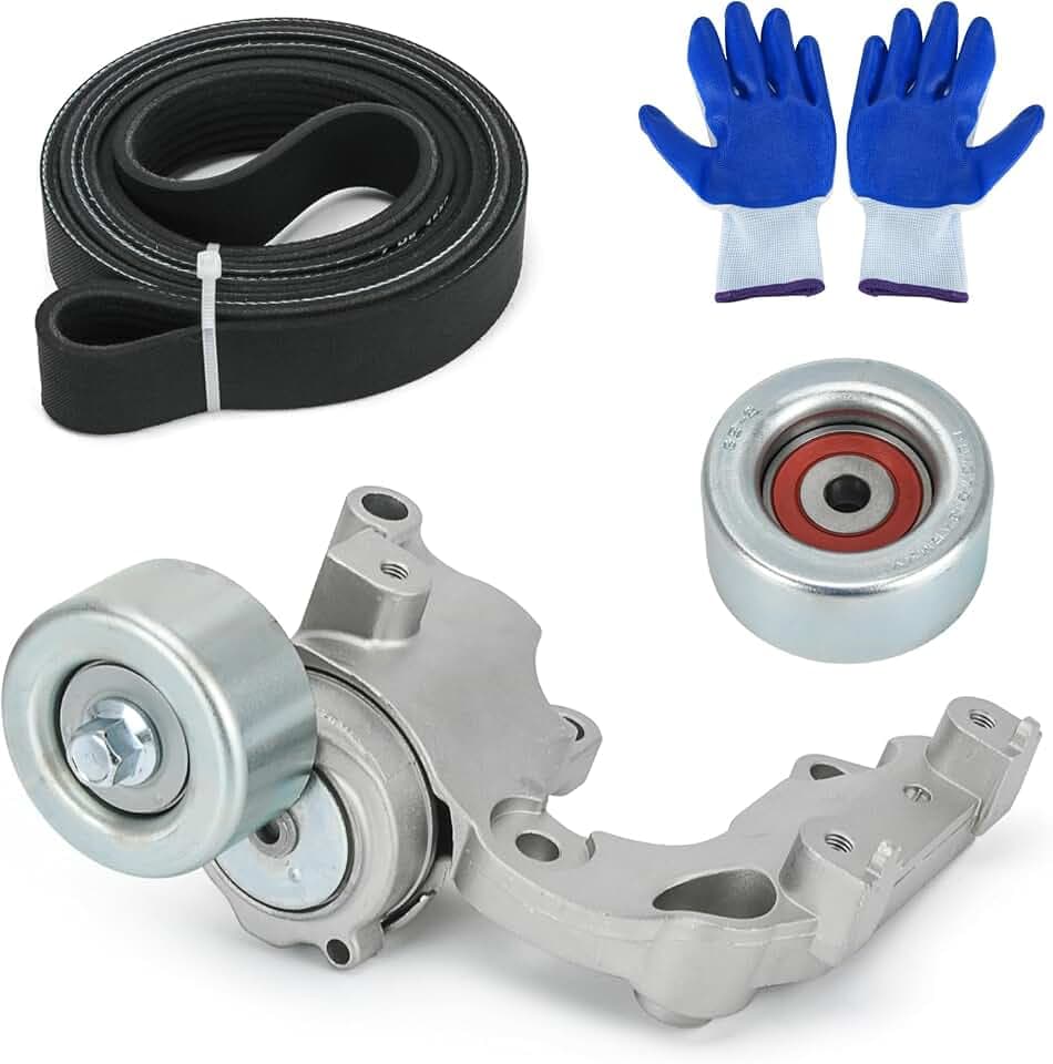 Drive Belt Tensioner and Idler Pulley Serpentine Belt Kit Compatible with Lexus IS250 ES350 Rx350 for Toyota Avalon Rav4 Sienna Camry Highlander Venza 3.5L V6 Replace 89374 7PK1550 1662031021