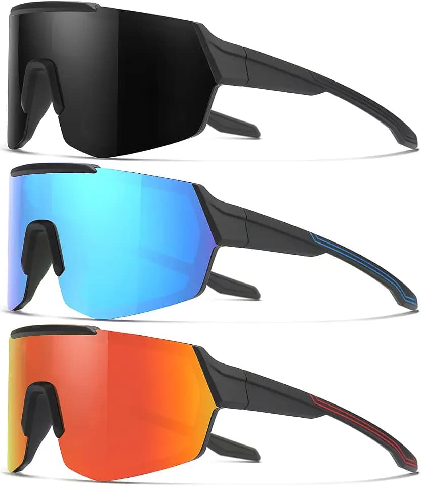 SEKKAF 3Pack Youth Baseball Sunglasses for Boys Girls Kids Sports Softball Cycling Sun Glasses UV Protection Goggles