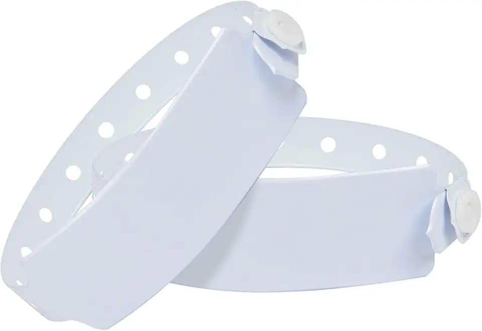 Fivepeans Krankenhaus-Armbänder, Vinyl, Patienten-ID-Bänder, medizinische Kunststoff-Armbänder, Weiß, 100 Stück