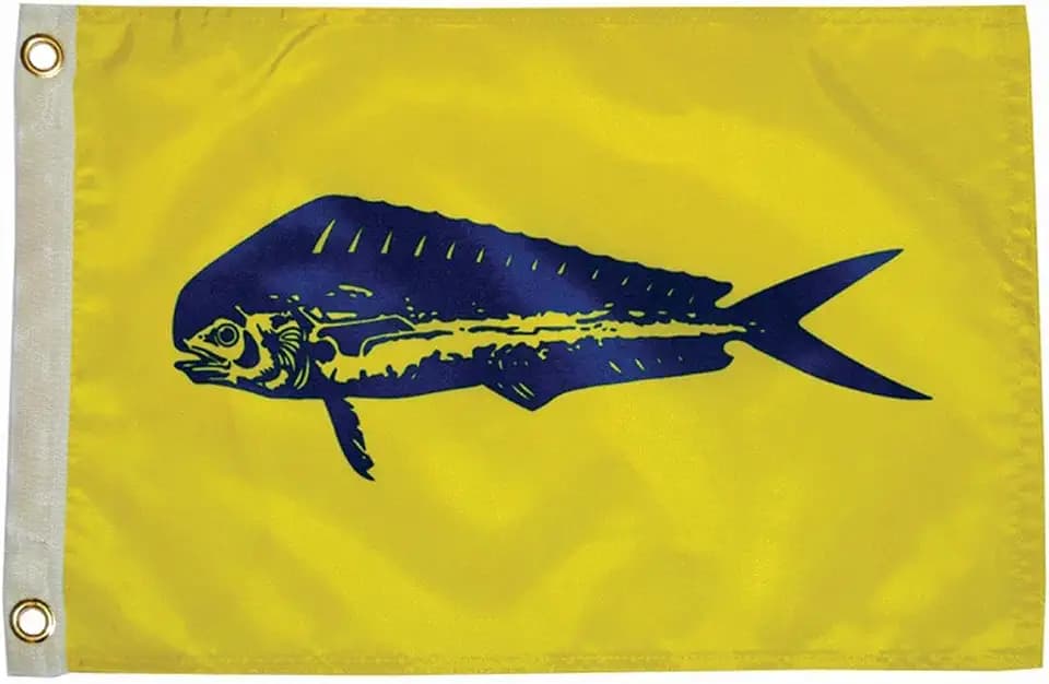 Taylor Made Fishermans Catch, Dolphin Flag - (12" x 18") — Show Off Your Love of Dolphins with this Dolphin Flag — Nylon Construction - Brass Grommets - Water Repellent —2020109169