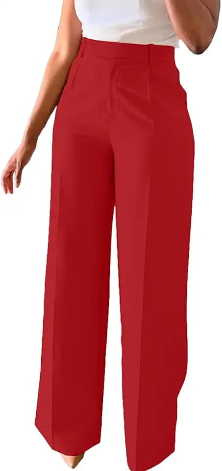 Women Wide Leg Dress Pants High Waisted Straight Leg Slacks Casual Business Office Work Trousers