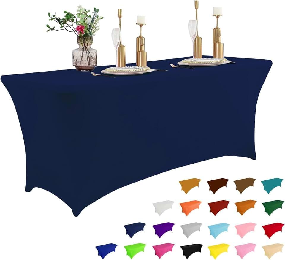 IVAPUPU 6FT Table Cloth for Rectangular Spandex Jean Blue Table Cover