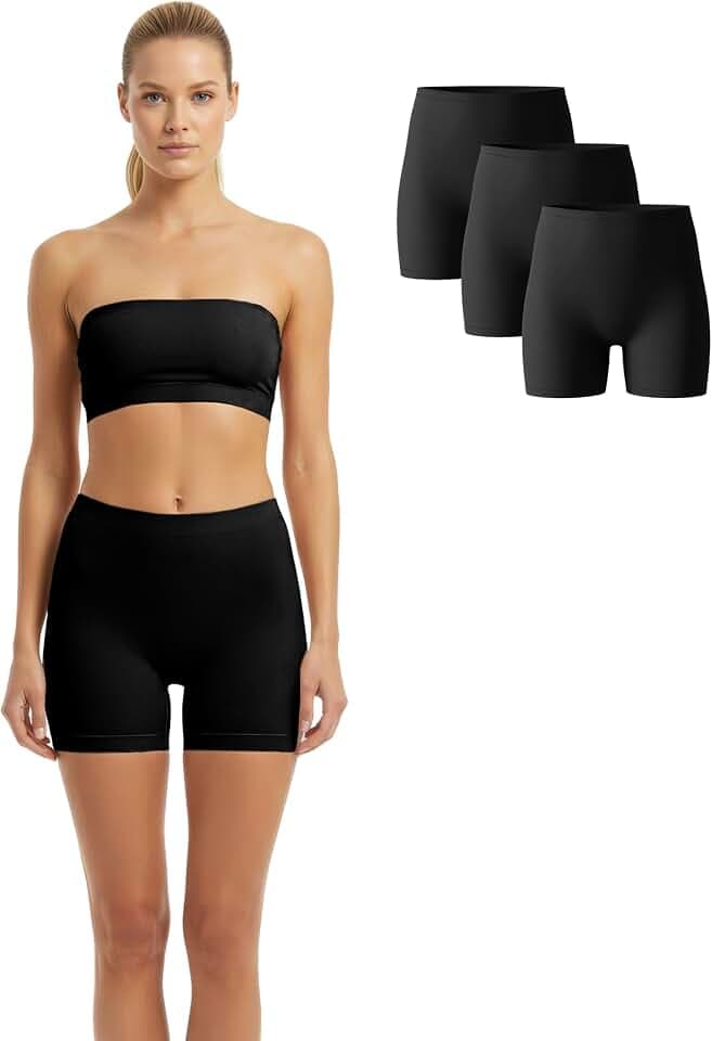 Basic Treasure 3er-Pack Kurze Leggings Damen, Radlerhose, Unterziehshorts