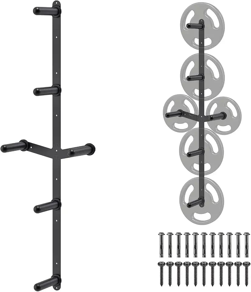 Kipika Weight Plate Storage Rack - Wall Mounted Weight Plate Holder with Durable Steel Construction Organizer for Olympic Plates, 1000lb Capacity, Space-Saving for Home Gym
