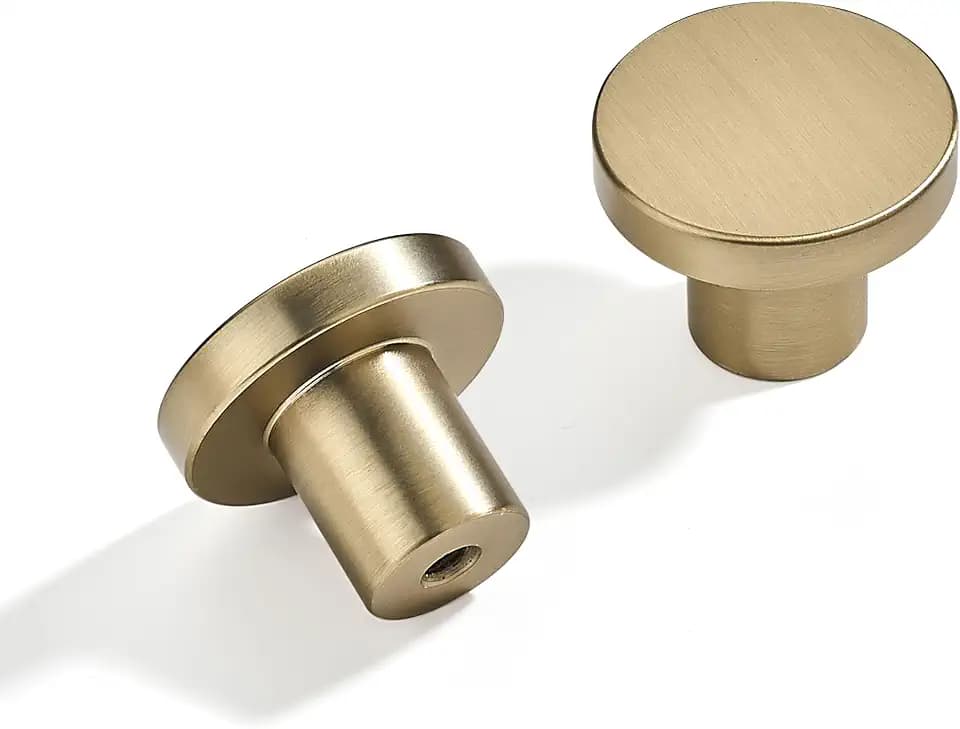 khtumeware 5 Pack Champagne Bronze Cabinet Knobs - 1-1/5 Inch Brushed Gold Round Drawer Pulls for Kitchen Cabinet Hardware Dressers Knobs and Closets