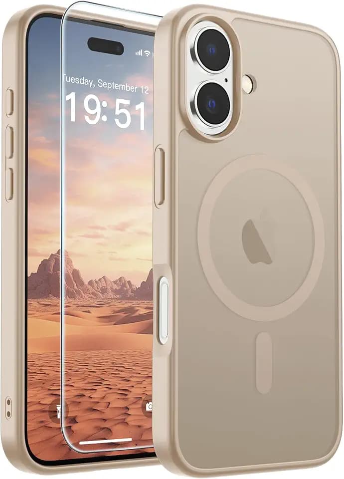 SUPFINE Magnetic for iPhone 17 Case Desert Gold with Screen Protector