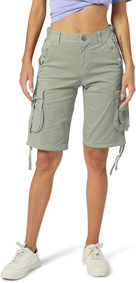Aeslech Damen Cargo Shorts mit Multi Taschen Casual Bermuda Wandershorts