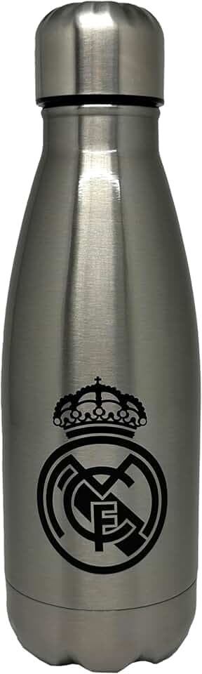 CYPBRANDS Real Madrid Wasserflasche aus Stahl, Trinkflasche mit luftdichtem Verschluss, 550 ml, Farbe: Stahl, offizielles Produkt