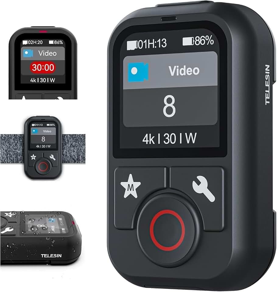 Telesin Smart Wireless WiFi 60 Meter Fernbedienung für GoPro Wasserdichtes Farb-LCD-Display, Smart Controller Inklusive Sportarmband Kompatibel mit Go Pro 13 12 Black Max Mini GoPro Action Kamera