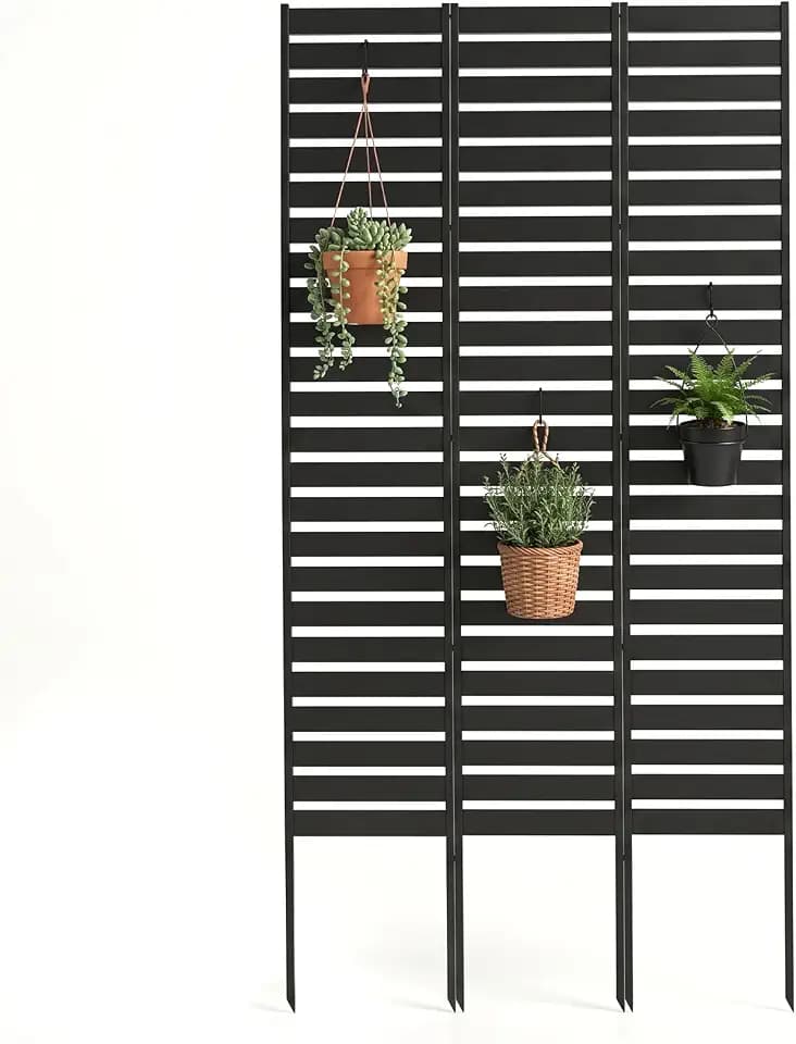 Metal Privacy Screen Fence Outdoor - 60" H x 36" W Decorative Privacy Fence Panels with Stakes - Freestanding Garden Air Conditioner Trash Can Pool Equipment Enclosure for Patio Backyard