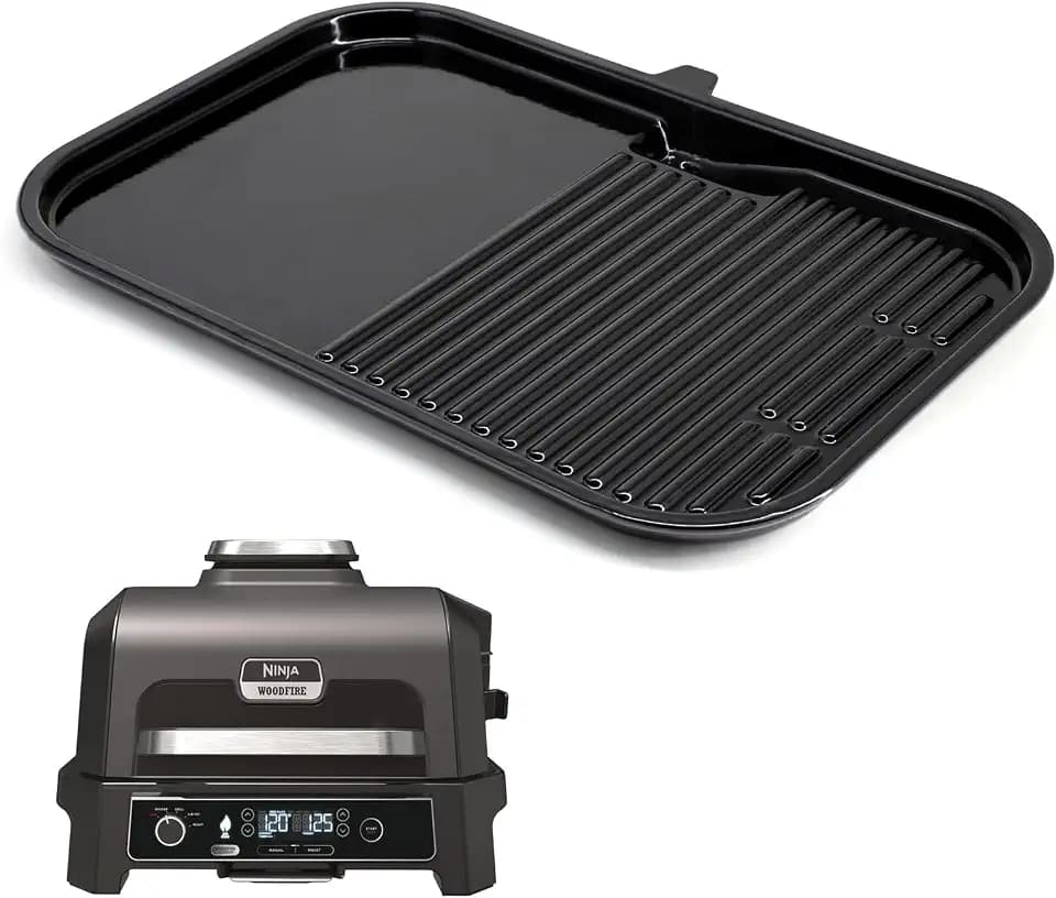 Criditpid Woodfire Outdoor Flat Top Griddle Plate Replacement Parts for Ninja OG800 and OG900 Series, 17" x 12" XSKGRDLXL Woodfire Griddle Plate for Ninja Woodfire Outdoor Grill Accessories.