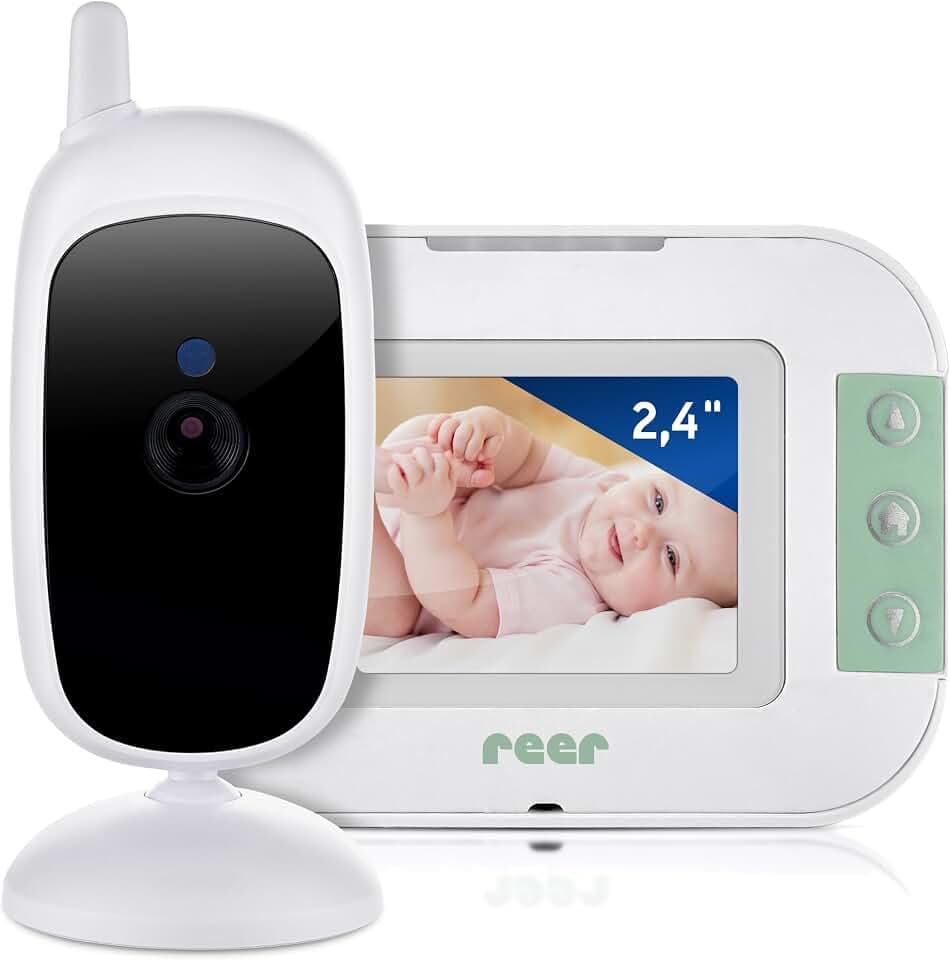 Reer BabyCam S Babyphone mit Kamera, 2,4 Zoll Display, 300 m, Weiß/Türkis