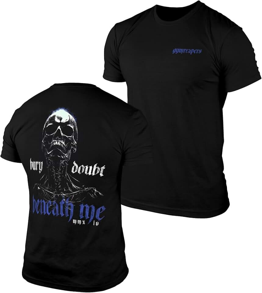 Gymreapers Skull Moisture Wicking T-Shirts for Men - Short Sleeve Workout Gym Shirts - Running Athletic Tees & Dry Fit Tshirt