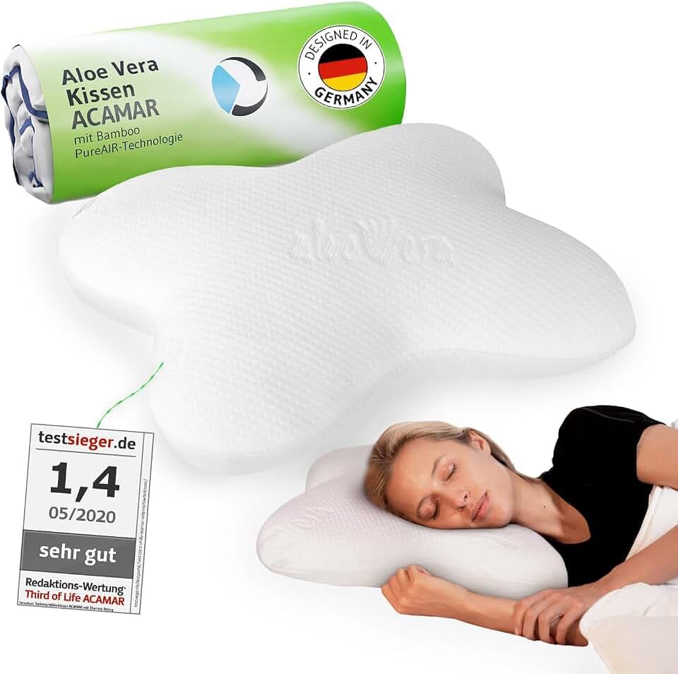 Seitenschläferkissen ACAMAR mit Aloe-Vera-Bezug und Bambus-Aktivkohle
