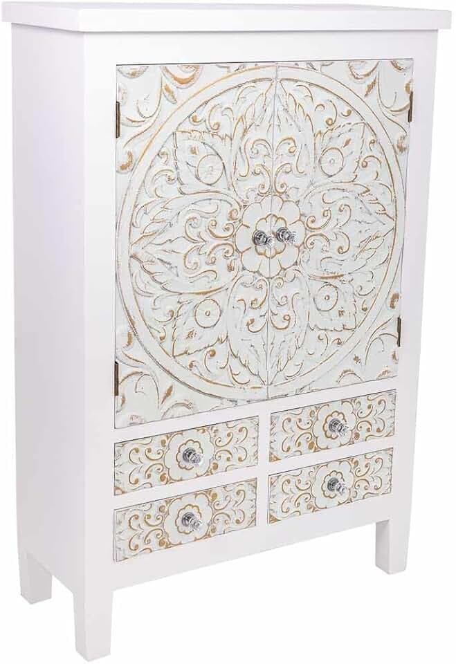 Armario de madera de 4 cajones y 2 puertas