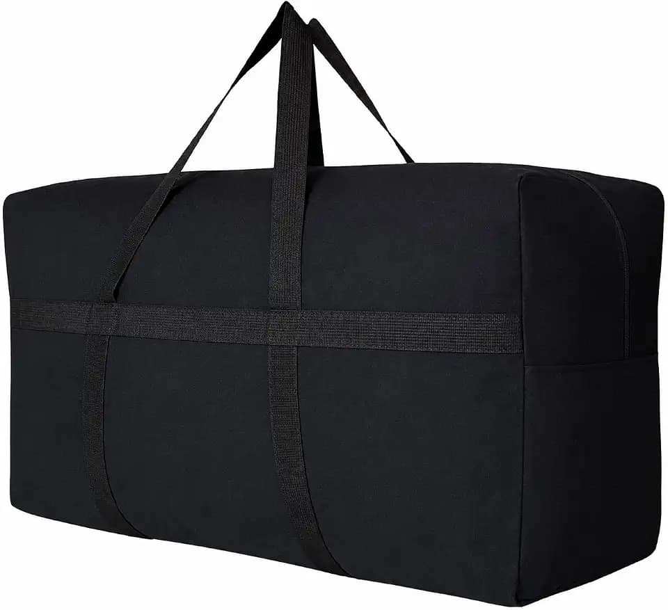 YiKitHom Extra Large Storage Canvas Duffle Bag for Travel, Black Oversized Giant Big Traveling Duffle Bag