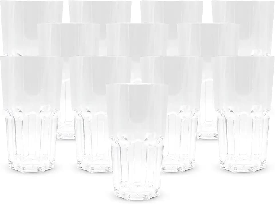 DOJA Barcelona | Hartplastikbecher | 50cl | 12er-Pack | transparentBecher | 154x87x1,8mm | Harte transparentPolycarbonat-Kunststoffbecher | Wiederverwendbare Trinkgläser | für Wasser, Cocktail...