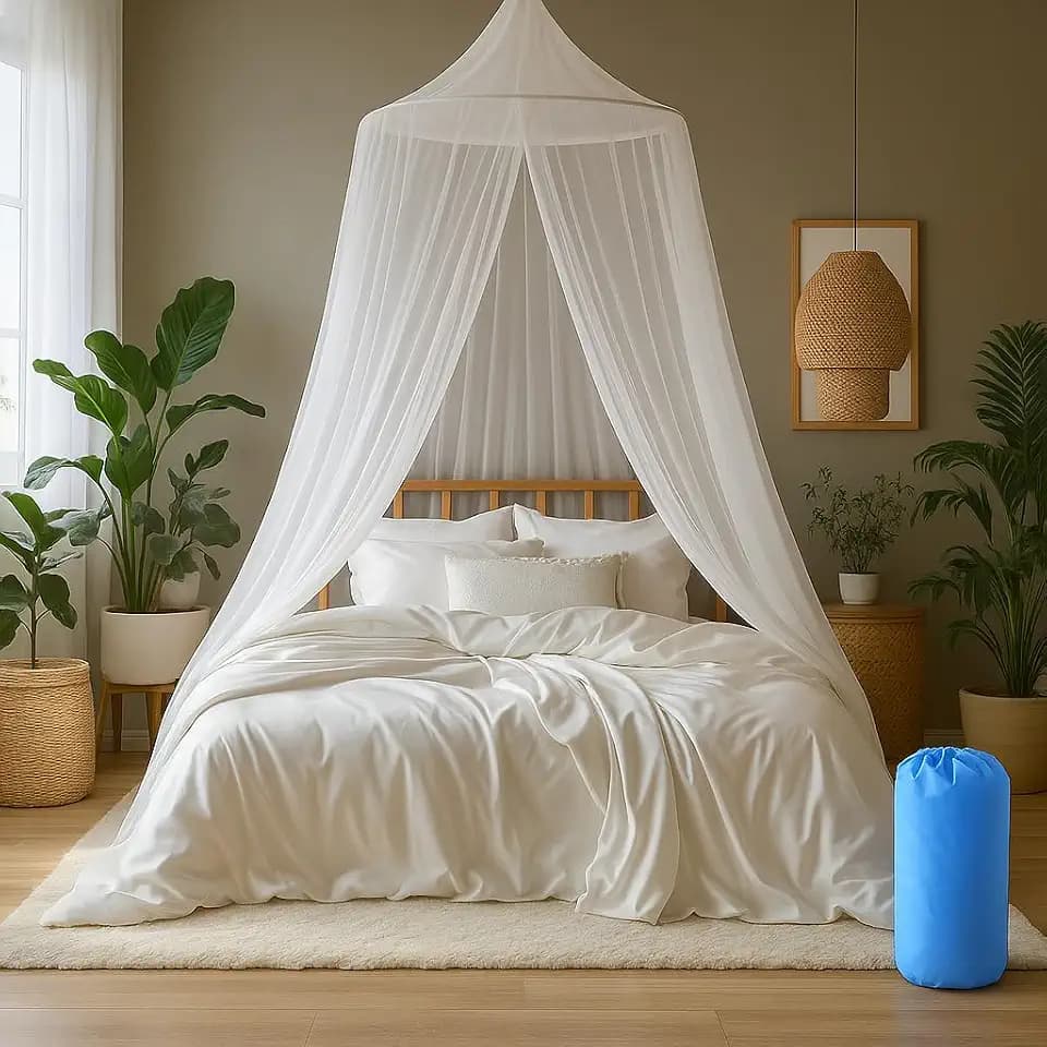 Moskitonetz Bett 0.6x2.5x12.5 cm - Rundform, feinmaschig, leicht Großes Mosquitonetz für Baby Einzelbett Doppelbett