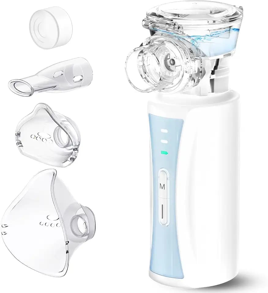 Inhalationsgerät, NIKYPJ Leiser Tragbarer inhaliergeräte für erwachsene Kinder, USB Aufladbarer inhalator mit 2 Masken und 1 Mundstück