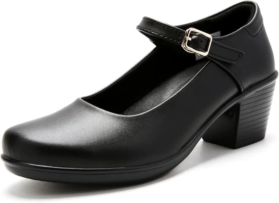 Women's Mary Jane Chunky Low Block Heels Pumps Closed Toe Comfortable Dress Shoes for Office Work Wedding | Zapatos de Trabajo para Mujer