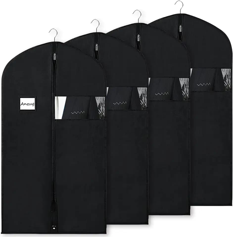 4 Stück Kleidersack 60x100cm,Anzug Schutzhülle,Staubdicht Kleidersäcke, Hochwertiger Anzug Transporttasche Atmungsaktive Anzugtasche für Anzug Jacken und Kleid Aufbewahrung Kleiderhülle,BOMEI PACK