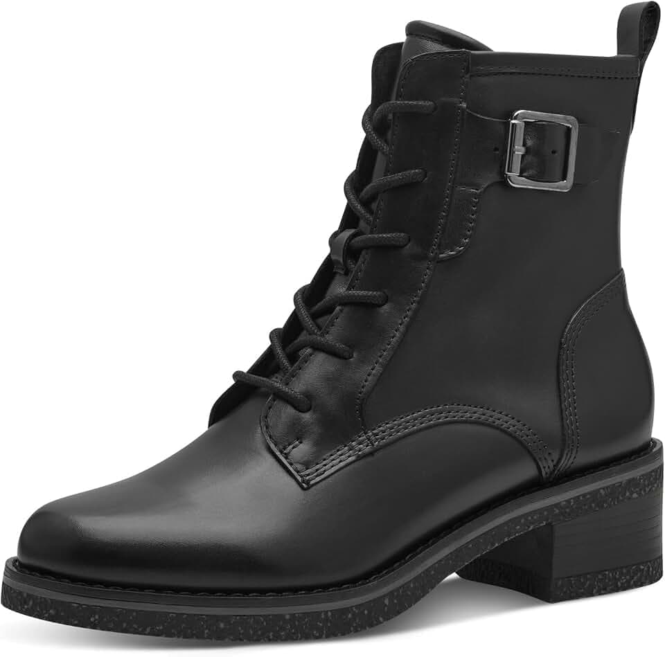 MARCO TOZZI Damen Stiefeletten zum Schnüren mit Lederanteil Blockabsatz