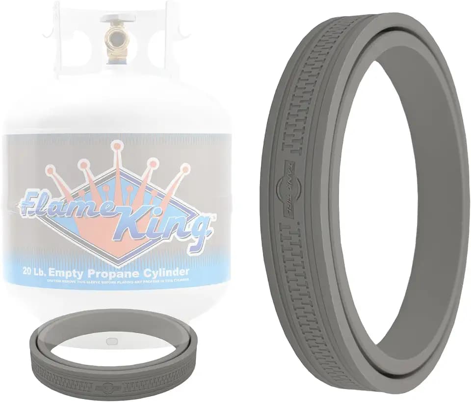 Flame King TankTire Propane Tank Ring Base – Protective Rubber Holder for 20-40LB Propane Cylinders – Prevents Rust Stains & Surface Damage