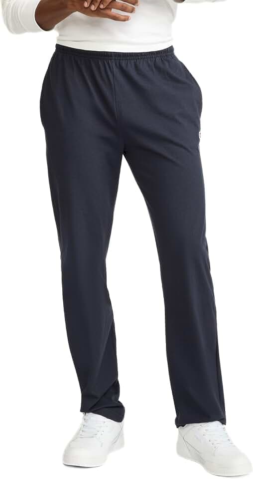 Champion Men's Open-Bottom Lounge Pants, Standard Fit, Lightweight 100% Cotton, Available in Regular and Big & Tall