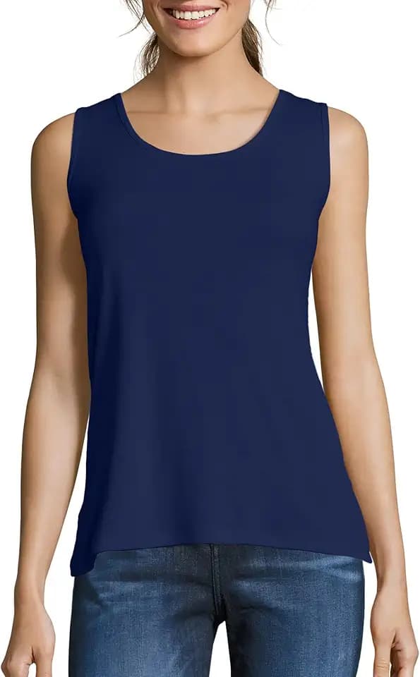 Hanes Women's Shirts, Women’s Mini-Ribbed Cotton Tank Tops, Women’s Sleeveless T-Shirts, Women’s Tanks