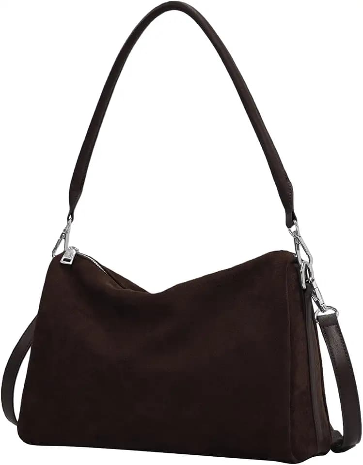Suede Tote Bags for Women, Suede Purse Handbag Vintage Slouchy Hobo Shoulder Crossbody Bag