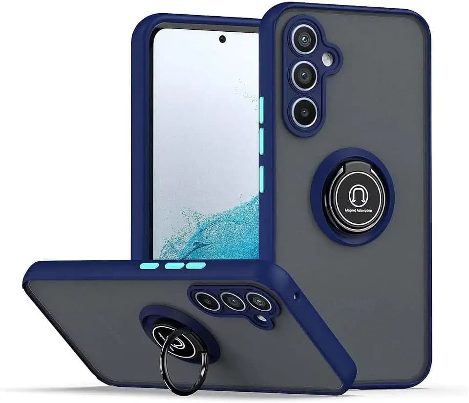 HONLEN Hülle Passend für Samsung Galaxy A05s (6.7" Inches), Ring Stand Clear Matte Silikon Handyhülle - Königsblau