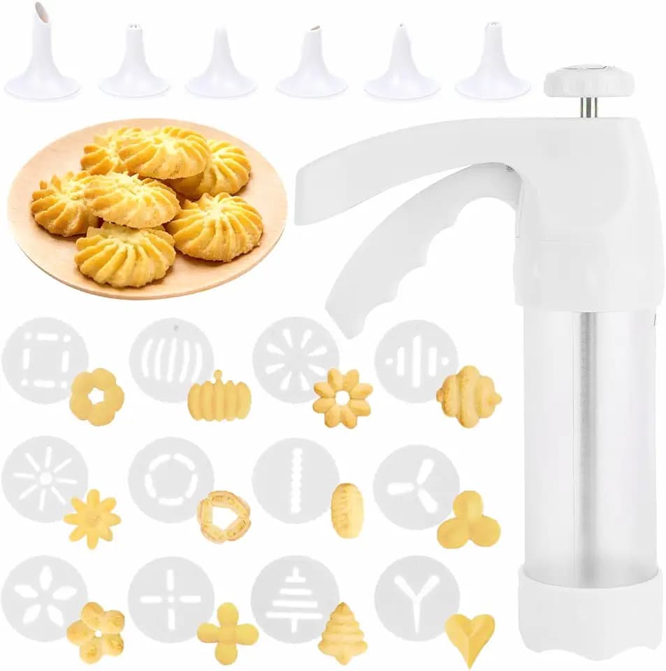 Gebäckpresse für Spritzgebäck,Plätzchen Presse,Plätzchenpresse Spritzgebäck,Gebäckpresse für Kekse with 12 Stencils Kekse, 6 Nozzles,Geeignet DIY Cake Decorating und Dekorieren von Keksen