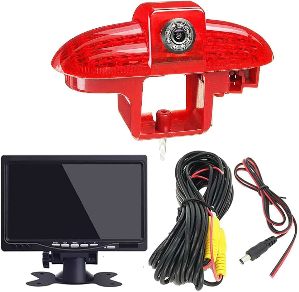 HD Bremsleuchte Rückfahrkamera Set mit 7 Zoll LCD Monitor, Rückfahrkamera Ersatz für Renault Trafic II III Diesel Petrol FWD FL EL JL JG FG/Nissan Primastar Diesel Petrol Chassis Bus FWD X83 CAIXA