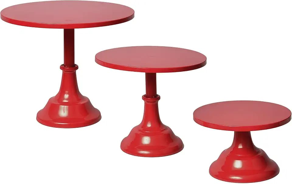 3Pcs Metal Cake Stand Set 8/10/12 Inch Red Dessert Display Stand