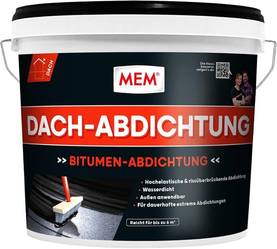 MEM Dach-Abdichtung Schwarz – 12 l – Bitumen-Latexmasse