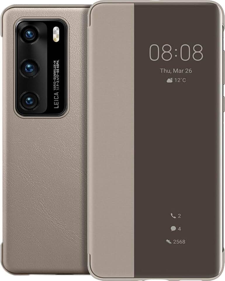 HUAWEI P40 Smart View Flip Handytasche Original Zubehör Khaki