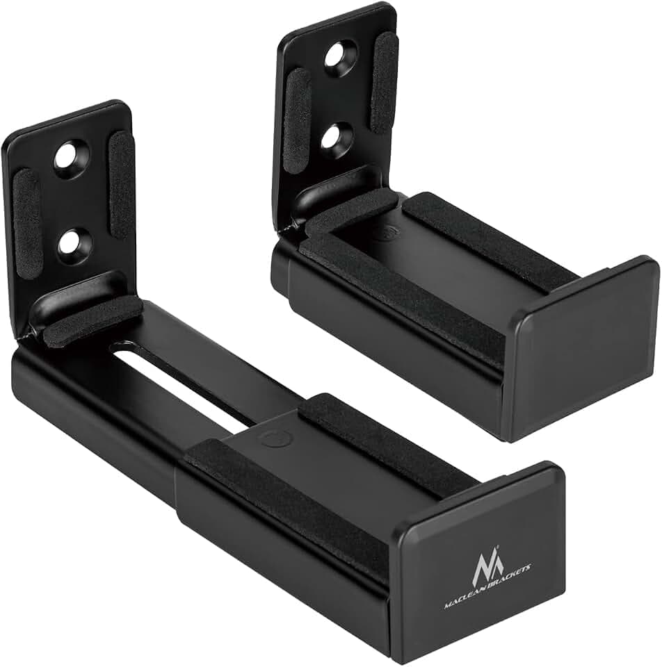 Maclean MC-932 Universal-Soundbar-Halterung Wandhalter für Soundbar Lautsprecher Wandhalterung Halterung Wandmontage Box Befestigung Einstellbare Tiefe 90~154mm bis 15kg 2X Halterungen Paar
